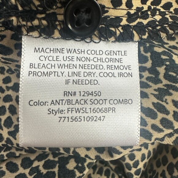 White Stag Womens Button Down Shirt XXL 2X Leopard Print Tan Black Collared - Picture 5 of 5